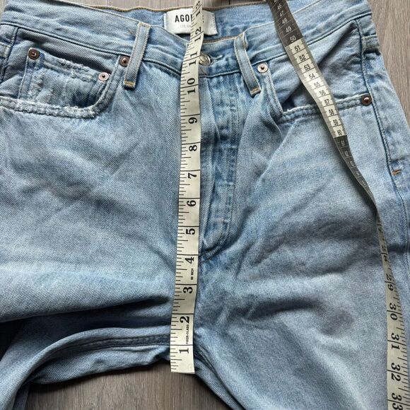 Agolde Jeans Adult 26 Blue Denim Riley High Rise Straight Crop Faded Distressed - Picture 3 of 14